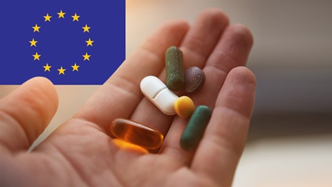 médicaments et drapeau européen